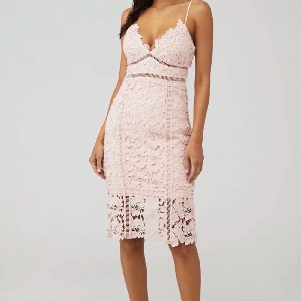 Bardot Pale Pink Lace Midi Slip Dress